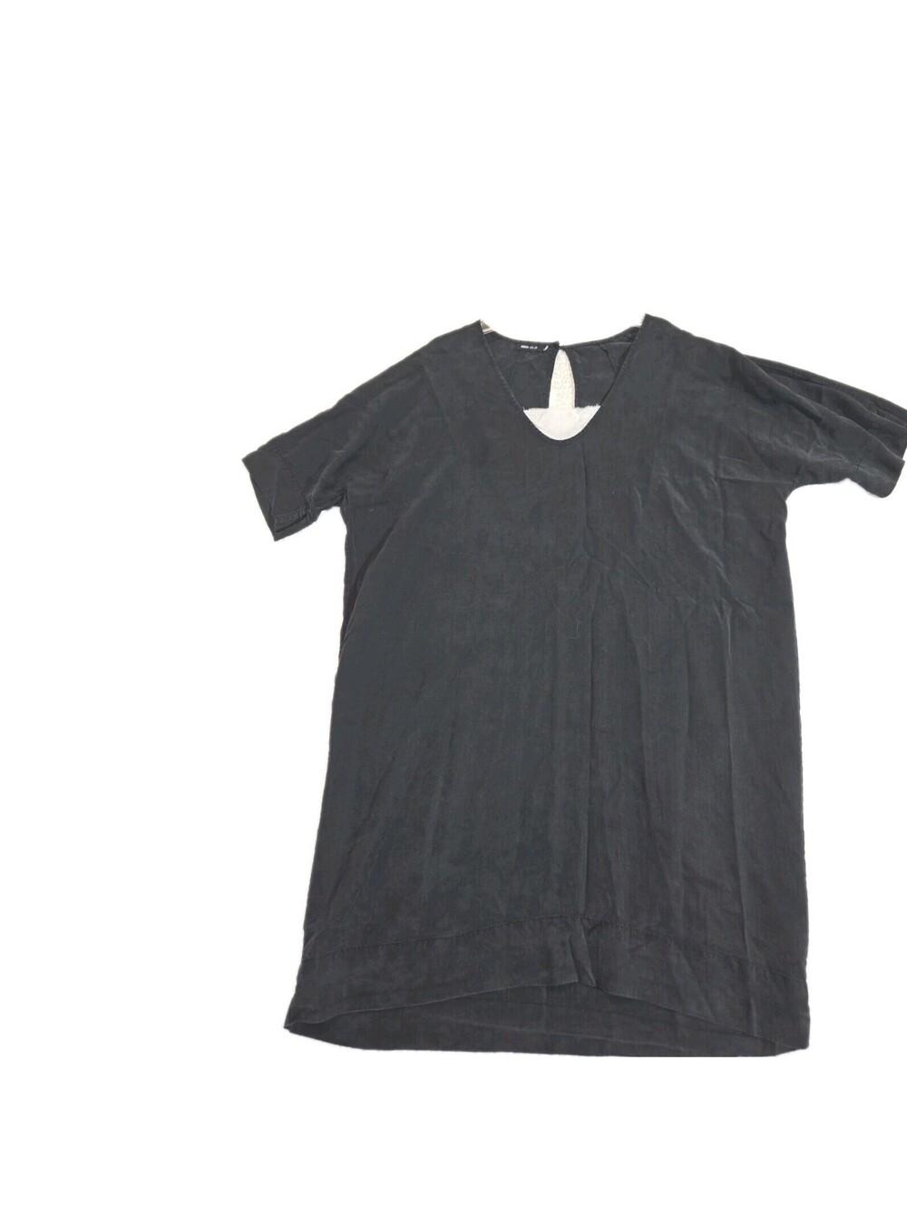 💯 silk Black Shift Dress Sz L Minimal Lagonlook Grunge Whimsy Goth Punk Basic